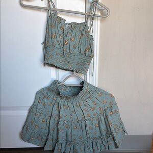 Garage Blue Floral Crop Top